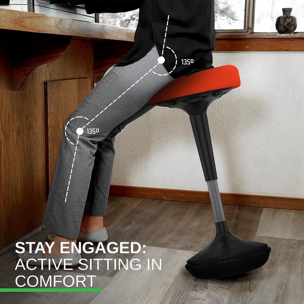 Alt view image 4 of 14 - Wobble Stool Standing Desk Stool - tall office chair for standing desk chair wobble stools for classroom seating adhd chair height adjustable stool 23-33" Active stool for standing desk wobble chairs