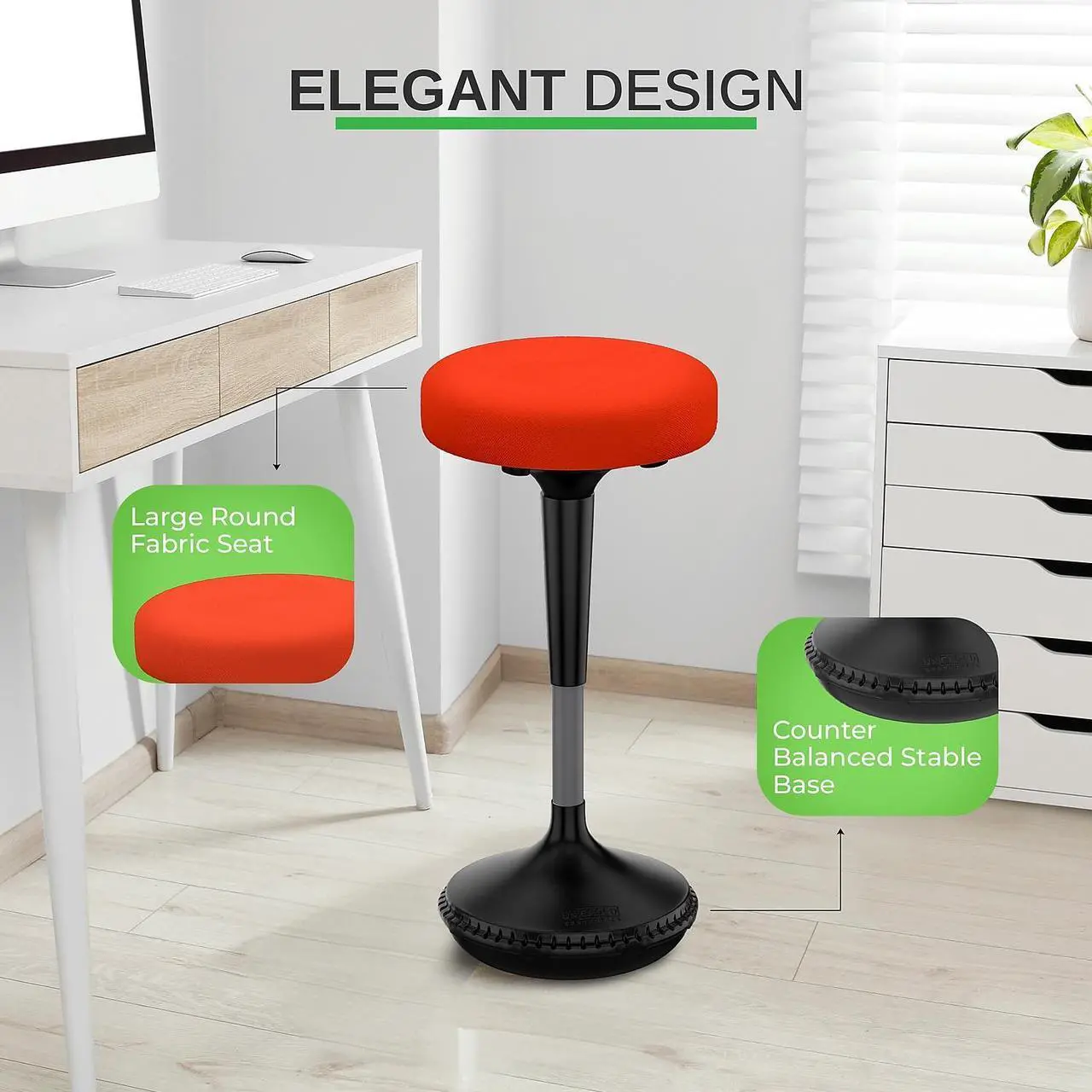 Alt view image 5 of 14 - Wobble Stool Standing Desk Stool - tall office chair for standing desk chair wobble stools for classroom seating adhd chair height adjustable stool 23-33" Active stool for standing desk wobble chairs