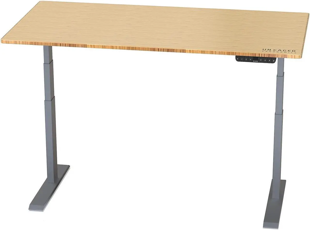 Alt view image 8 of 14 - Rise UP Electric Standing Desk adjustable height desk 24-49" dual motor one piece 60x30" bamboo desktop height adjustable desk adjustable standing desk stand up desk sit to stand desk rising desk