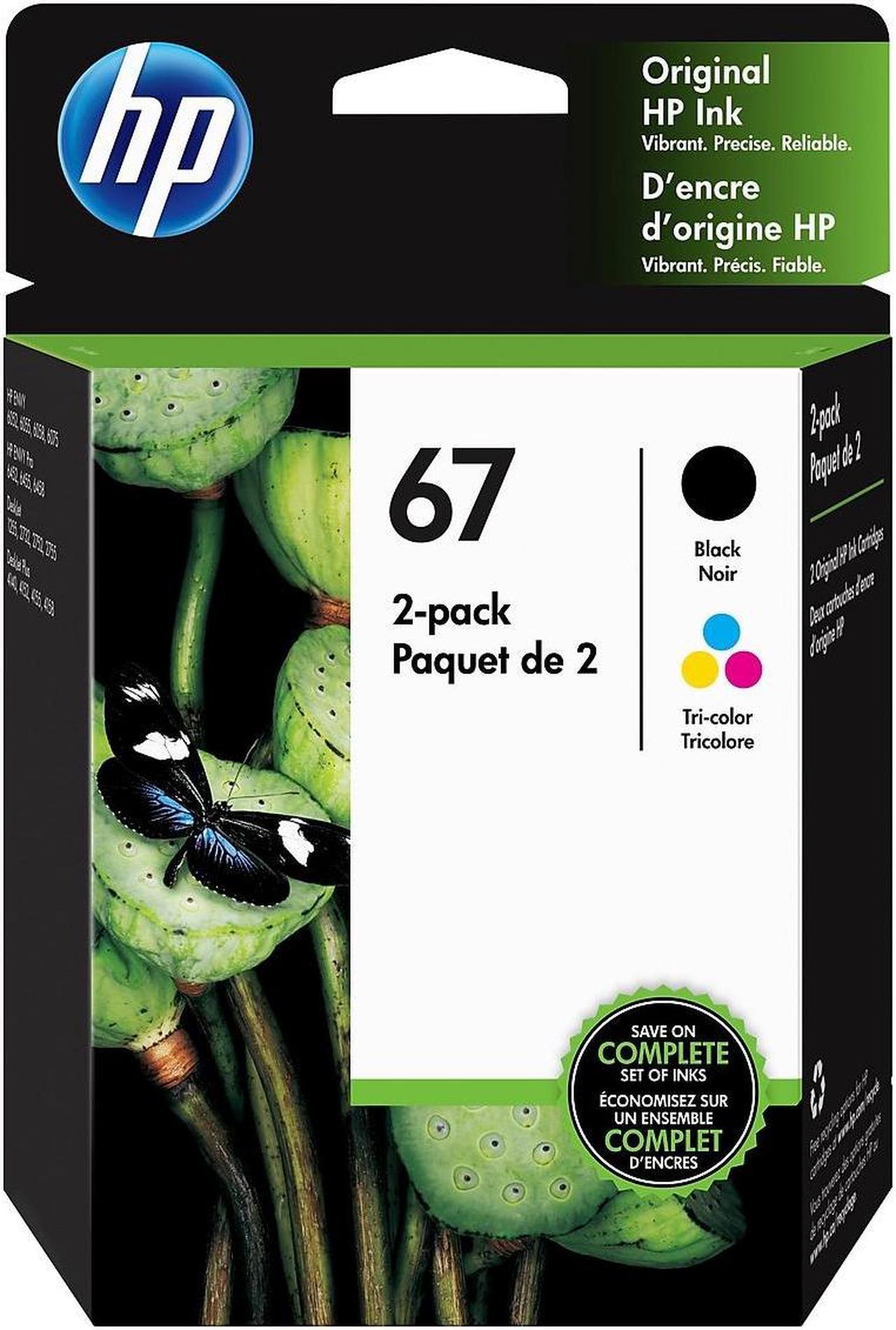 HP 67 2-pack Black/Tri-color Original Ink Cartridges, 3YP29AN#140