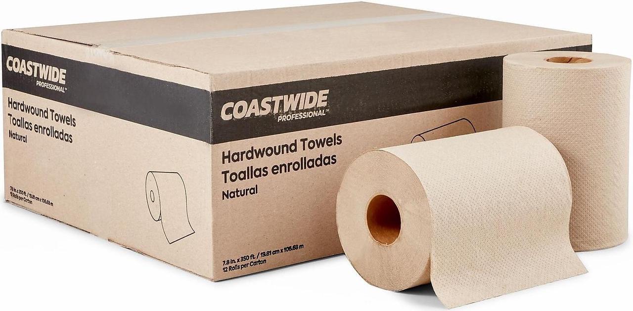 Main image of COASTWIDE Hardwound Paper Towels 1-Ply 350 ft./Roll 12 Rolls/Carton (CW21814) CW21814/BP21814
