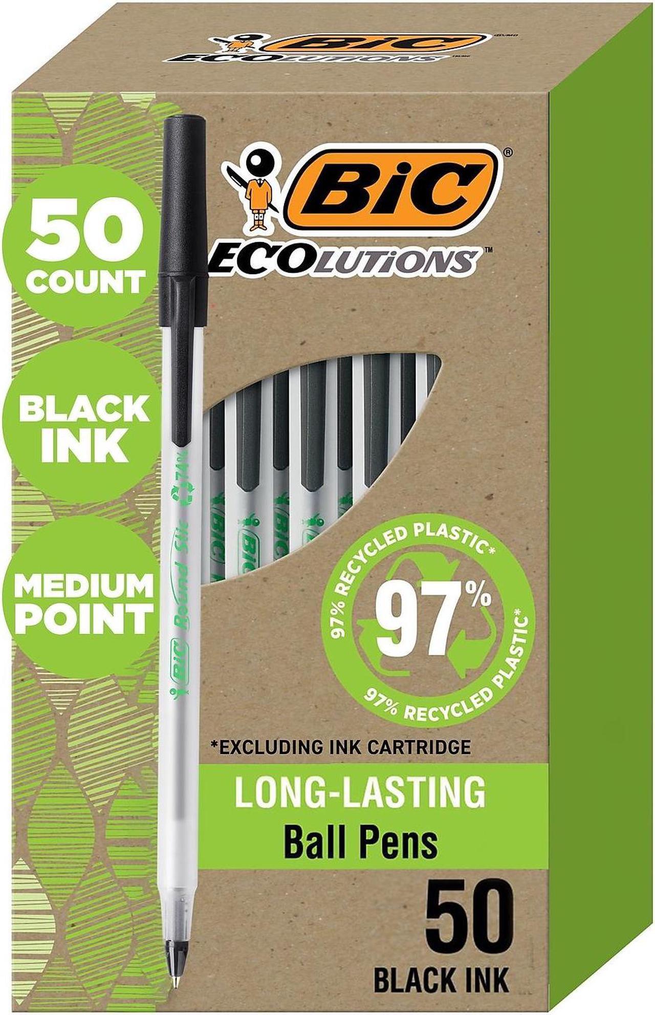 Alt view image 2 of 20 - BIC Ecolutions Round Stic Ballpoint Pen Black Ink 1mm Medium 50/Pack GSME509BK