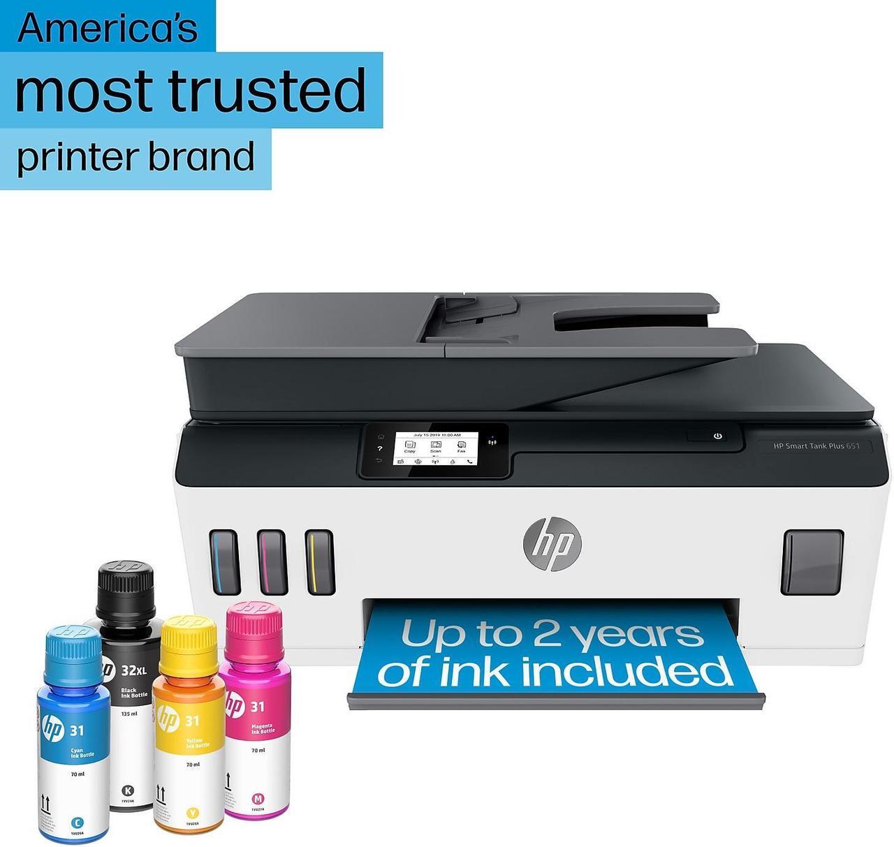 Alt view image 10 of 14 - HP Smart Tank Plus 651 Wireless All-in-One InkJet Printer, Color Mobile Print,