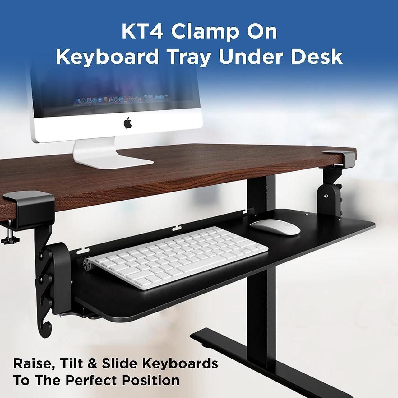 Alt view image 2 of 7 - KT4 Clamp On Keyboard Tray Under Desk Slide -Height and Tilt Adjustable Keyboard Tray Desktop Under Desk Keyboard Tray Slide Out computer keyboard stand for desktop keyboard drawer under desk
