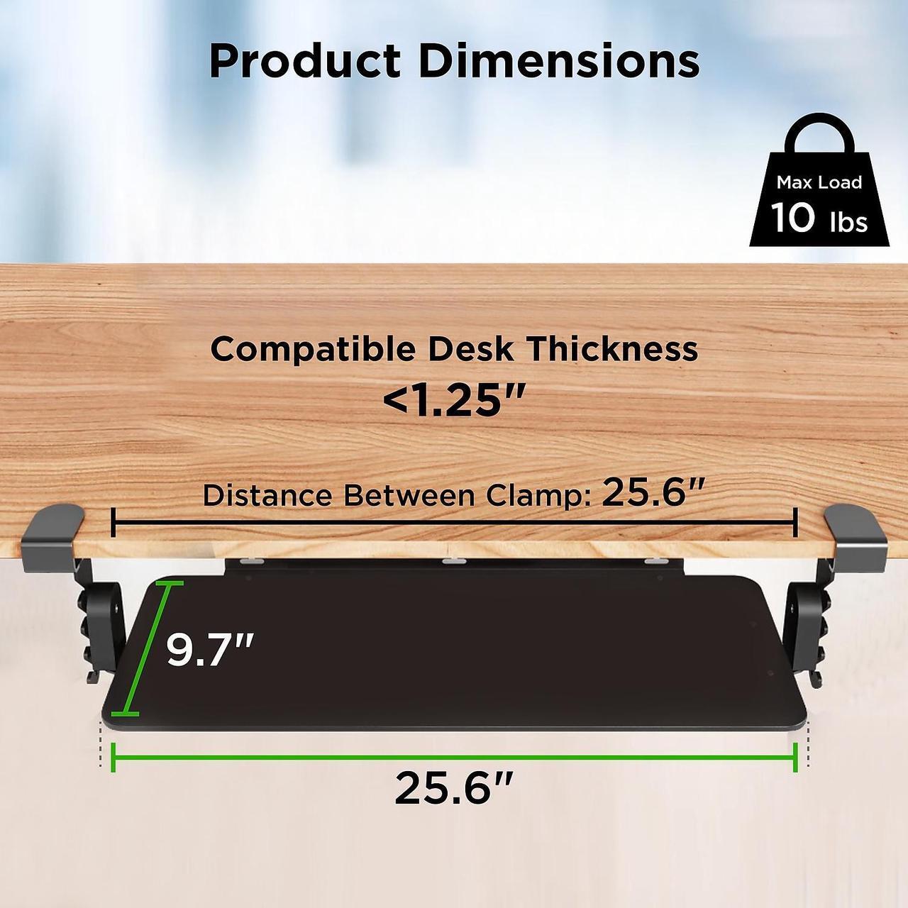 Alt view image 4 of 7 - KT4 Clamp On Keyboard Tray Under Desk Slide -Height and Tilt Adjustable Keyboard Tray Desktop Under Desk Keyboard Tray Slide Out computer keyboard stand for desktop keyboard drawer under desk