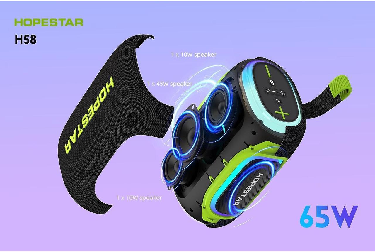 Alt view image 5 of 7 - Worryfree Gadgets Hopestar Wireless Bluetooth 65W Party Speaker with RGB Lights Waterproof Blue (WH58)