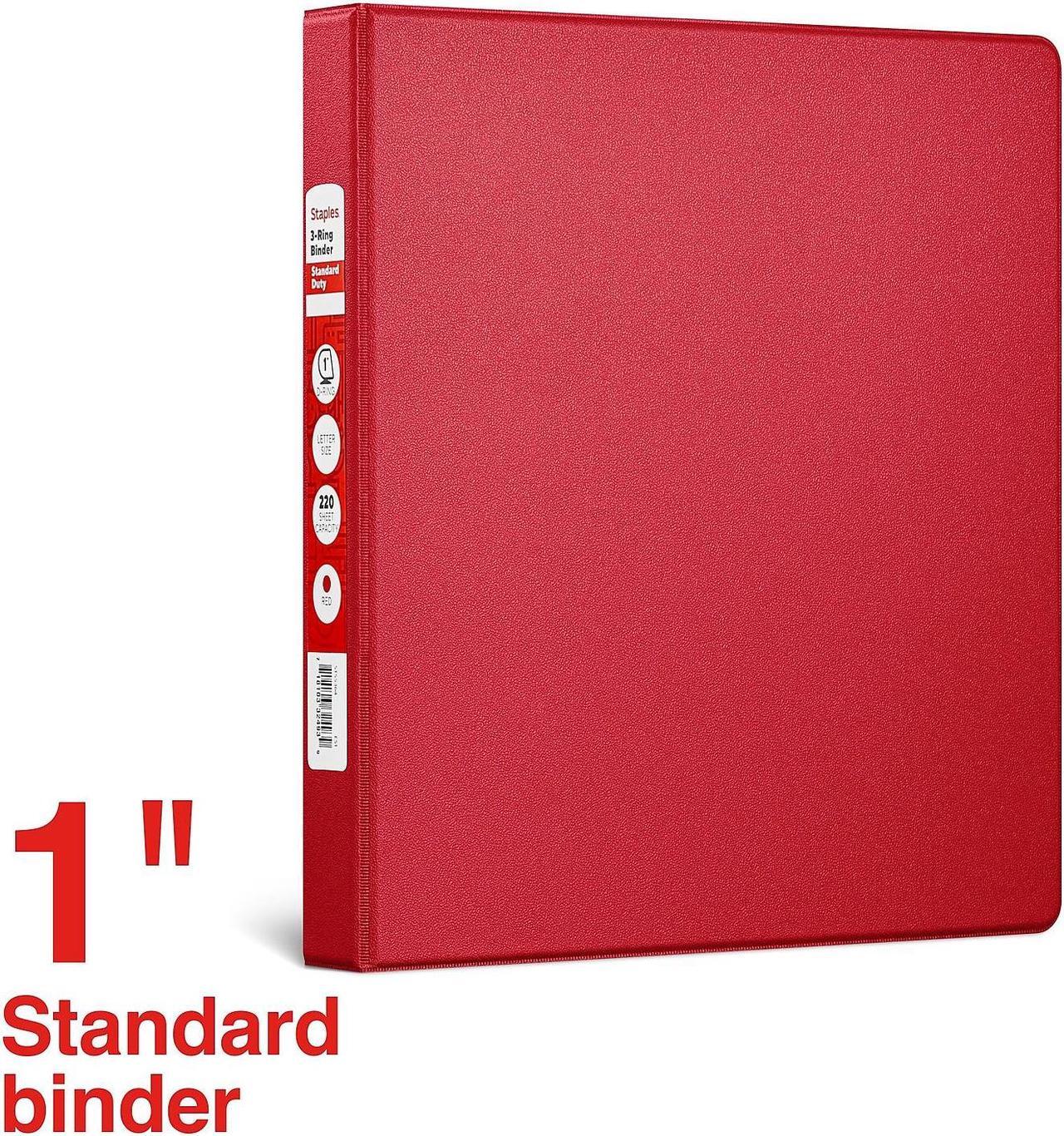 Alt view image 2 of 5 - 1" Staples Standard Binder with D-Rings Burgundy 976153