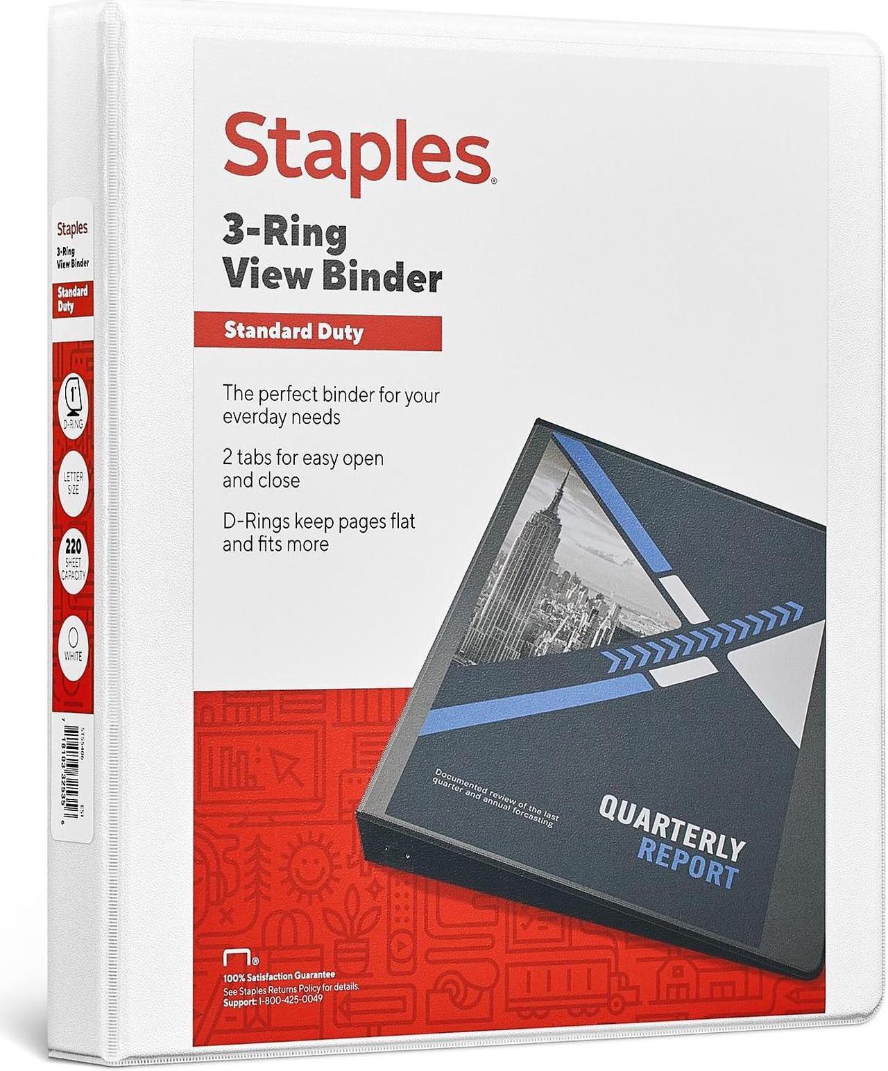 Main image of Staples Standard 1" 3-Ring View Binder White (26432-CC) 82656