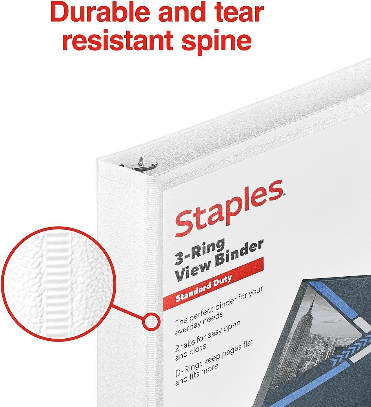 Alt view image 5 of 7 - Staples Standard 1" 3-Ring View Binder White (26432-CC) 82656