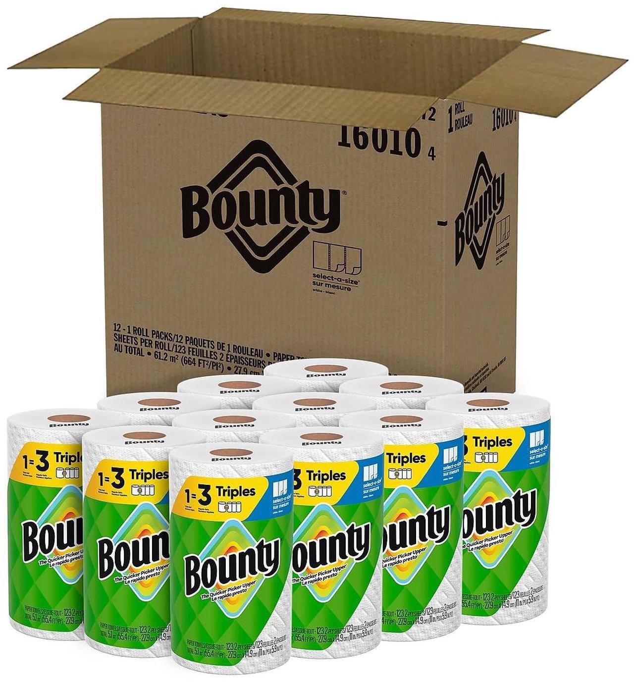 Main image of Bounty Select-A-Size Kitchen Rolls Paper Towel 2-Ply White 147 Sheets/Roll 12