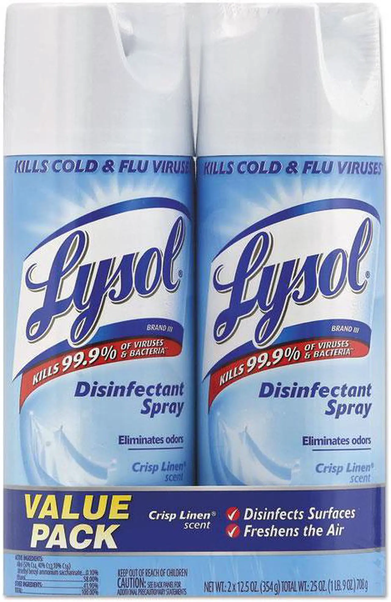 Main image of Lysol Disinfectant Spray Crisp Linen 12.5 oz Aerosol 2/Pack 89946PK