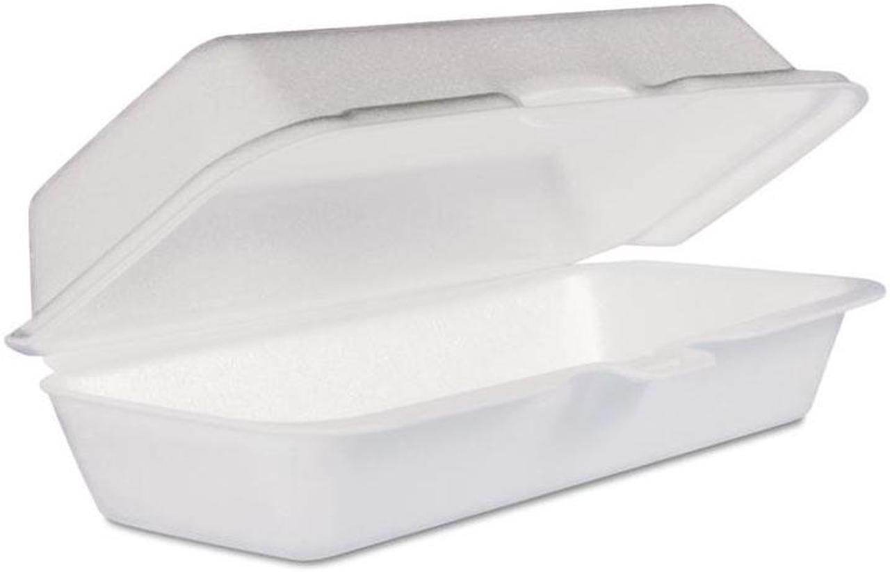 Main image of Foam Hot Dog Container/Hinged Lid, 7-1/1 x3-4/5x2-3/10, White,125/Bag, 4 Bags/Ct