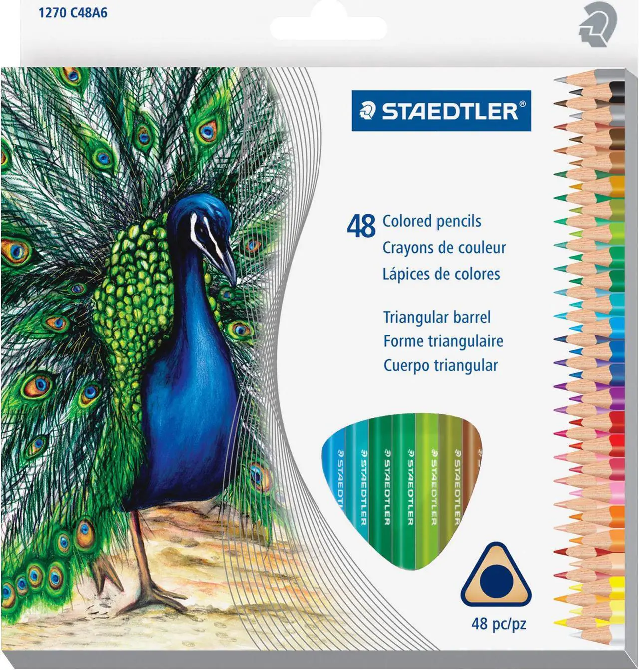 Alt view image 3 of 7 - Staedtler 1270C48A6 Triangular Colored Pencil Set, H/#3, 2.9Mm, 48 Assorted Colors
