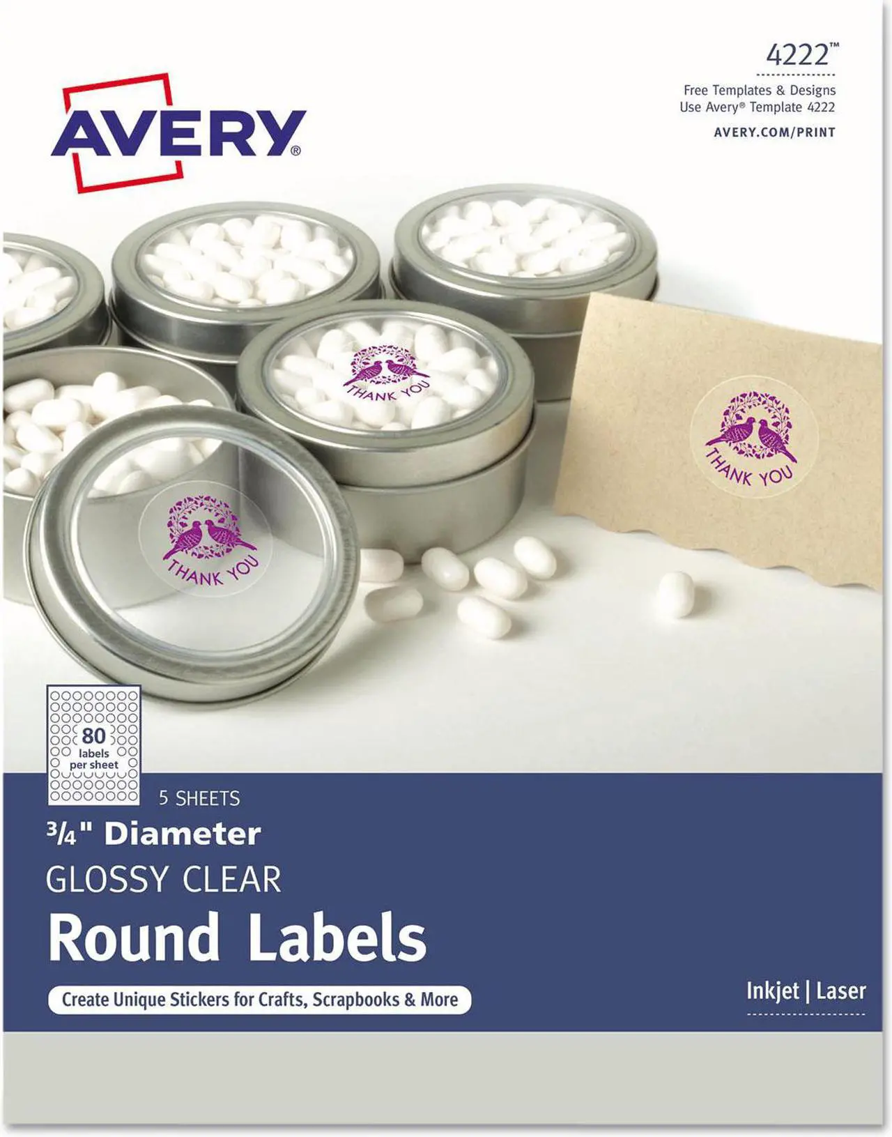 Alt view image 7 of 10 - Avery Printable Self-Adhesive Permanent 3/4" Round ID Labels 3/4"dia. Clear 400/Pk 4222