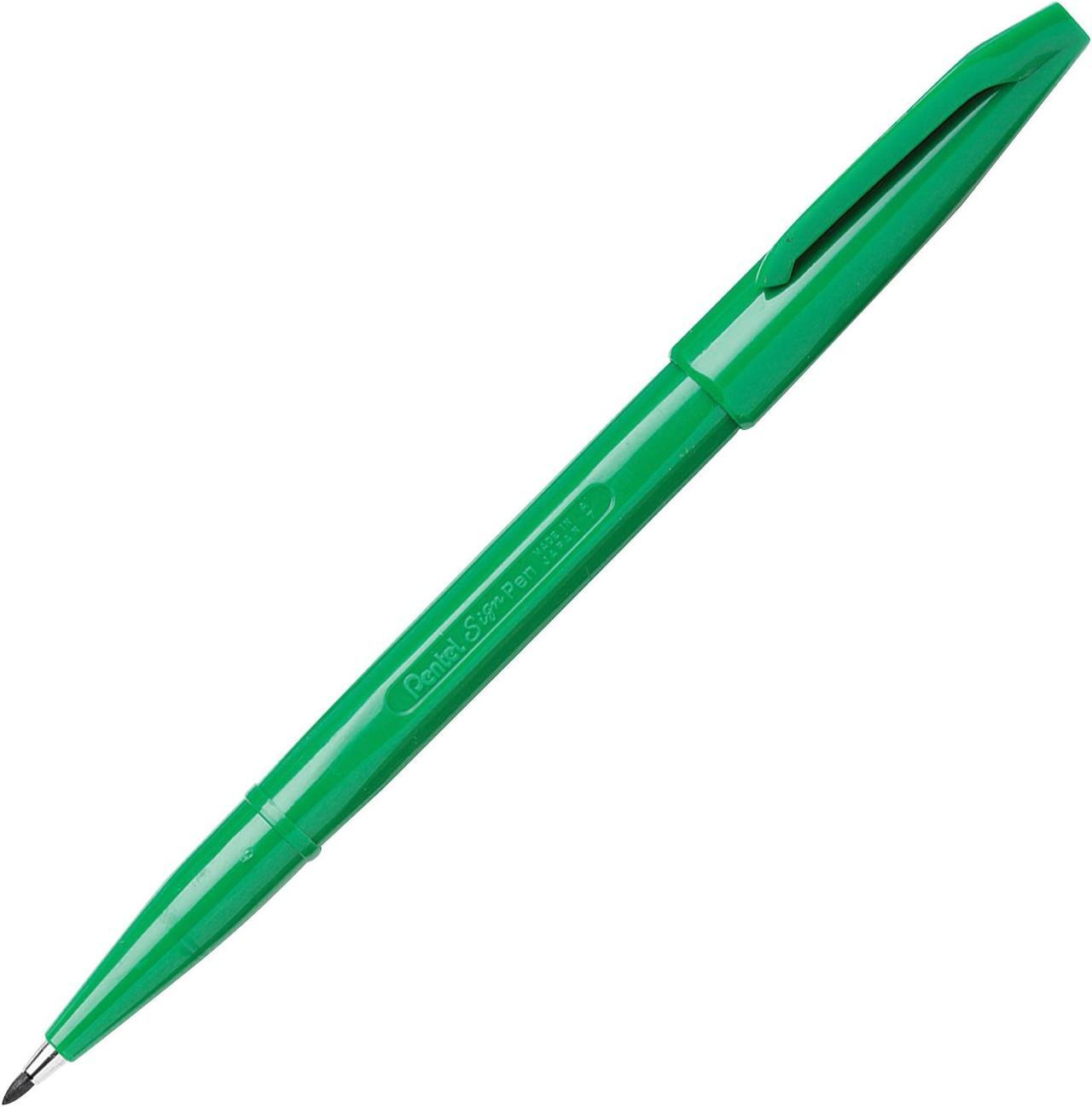 Alt view image 3 of 4 - Pentel Sign Pens Fiber Tip Bold Point 12/PK Green Barrel/Ink S520D