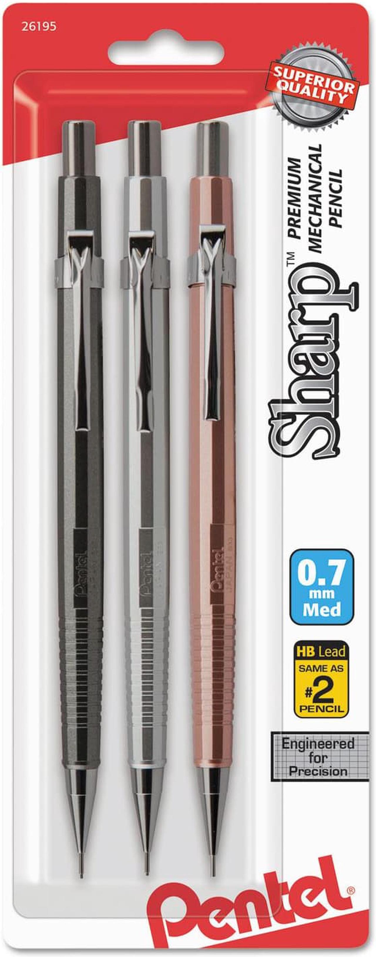 Alt view image 5 of 6 - Pentel P207MBP3M Sharp Mechanical Drafting Pencil, 0.7 Mm, Assorted Barrels, 3/Pack