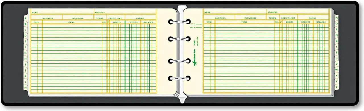 Alt view image 14 of 16 - National Four-Ring Ledger Binder Kit Black 8.5 x 5 100 Sheets/Book 63453