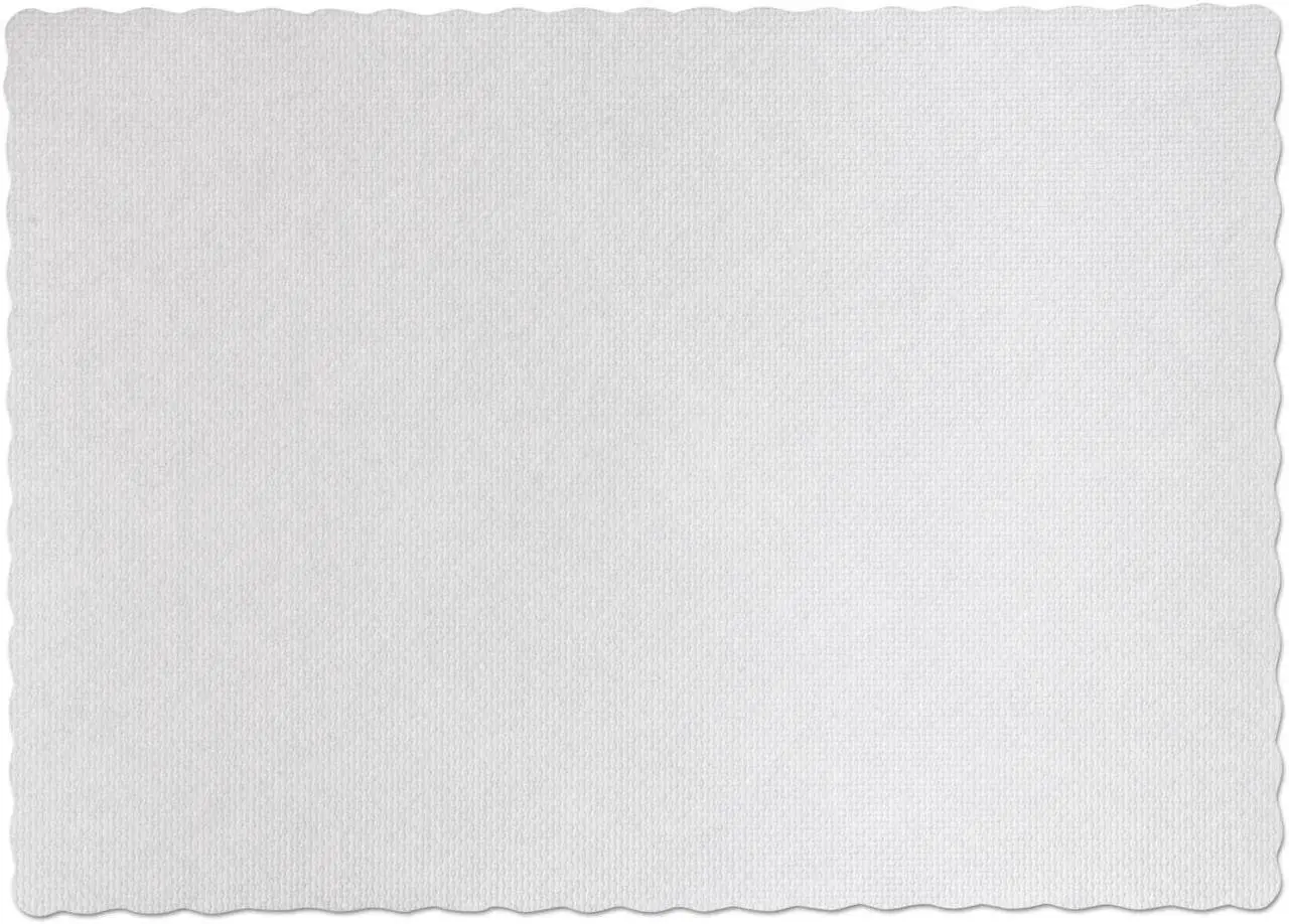 Alt view image 14 of 16 - Hoffmaster PM32052 Knurl Embossed Scalloped Edge Placemats, 9 1/2 x 13 1/2, White, 1000/Carton, 1 Carton