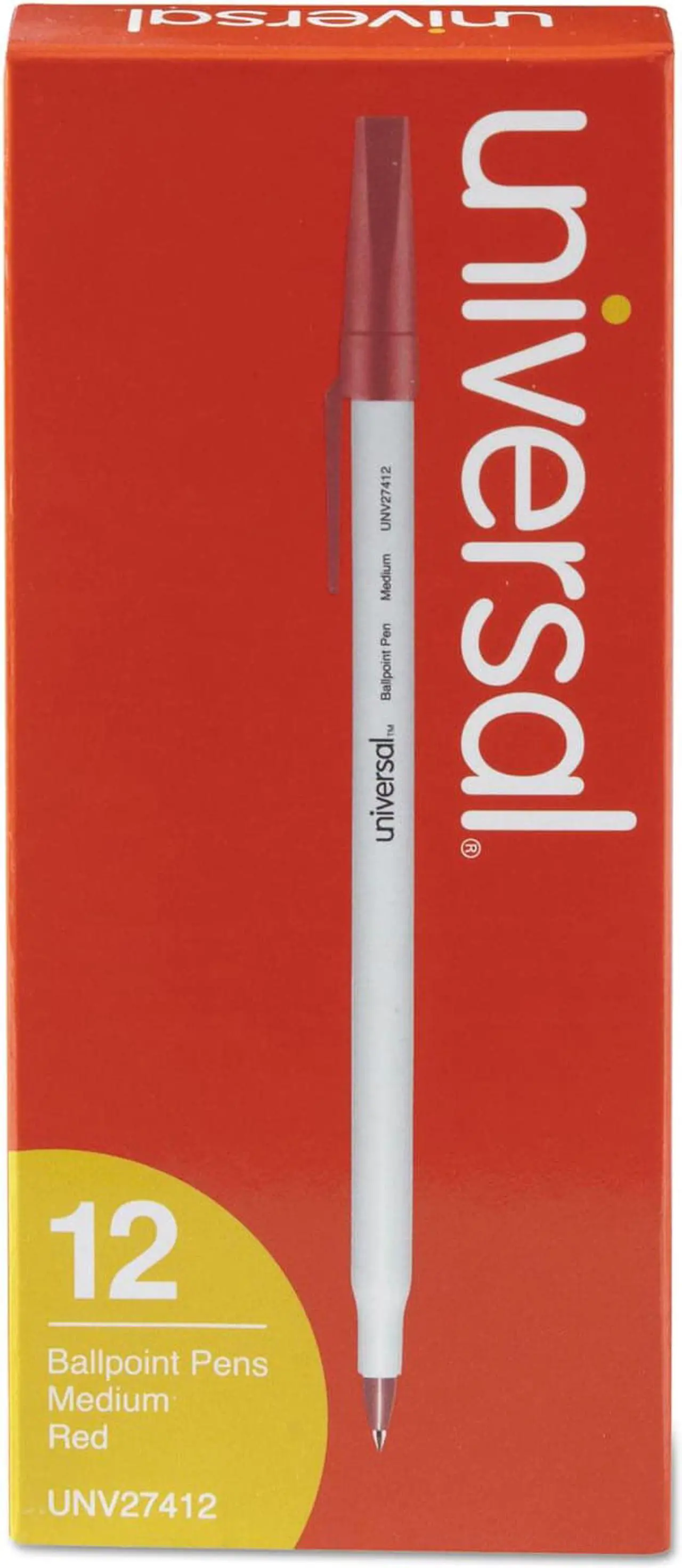 Alt view image 2 of 13 - UNIVERSAL Economy Ballpoint Stick Oil-Based Pen Red Ink Medium Dozen 27412
