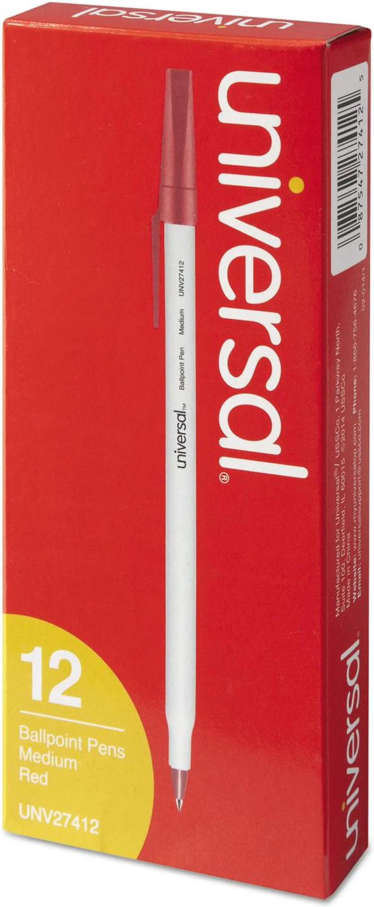 Alt view image 10 of 13 - UNIVERSAL Economy Ballpoint Stick Oil-Based Pen Red Ink Medium Dozen 27412