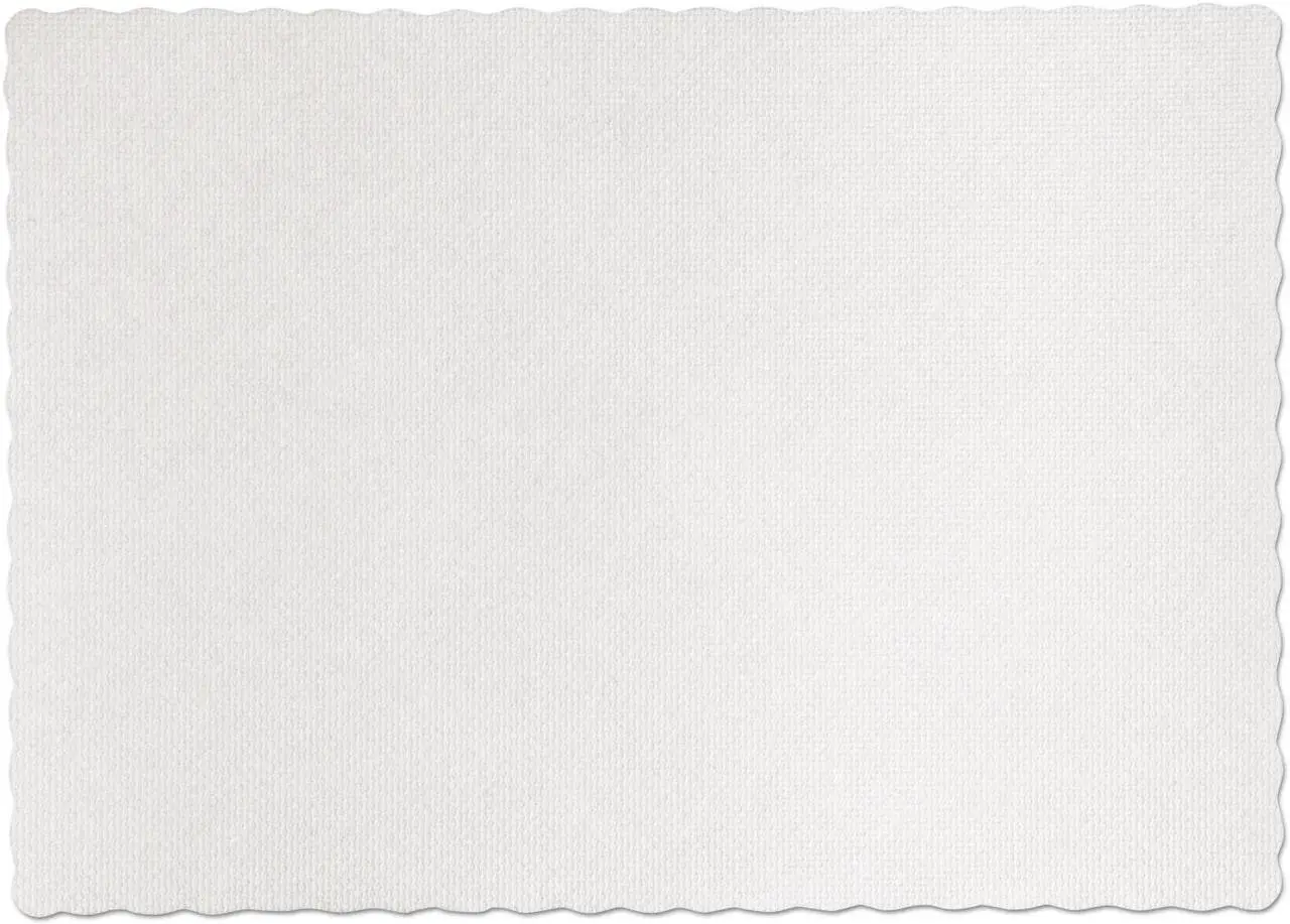 Alt view image 16 of 16 - Hoffmaster PM32052 Knurl Embossed Scalloped Edge Placemats, 9 1/2 x 13 1/2, White, 1000/Carton, 1 Carton
