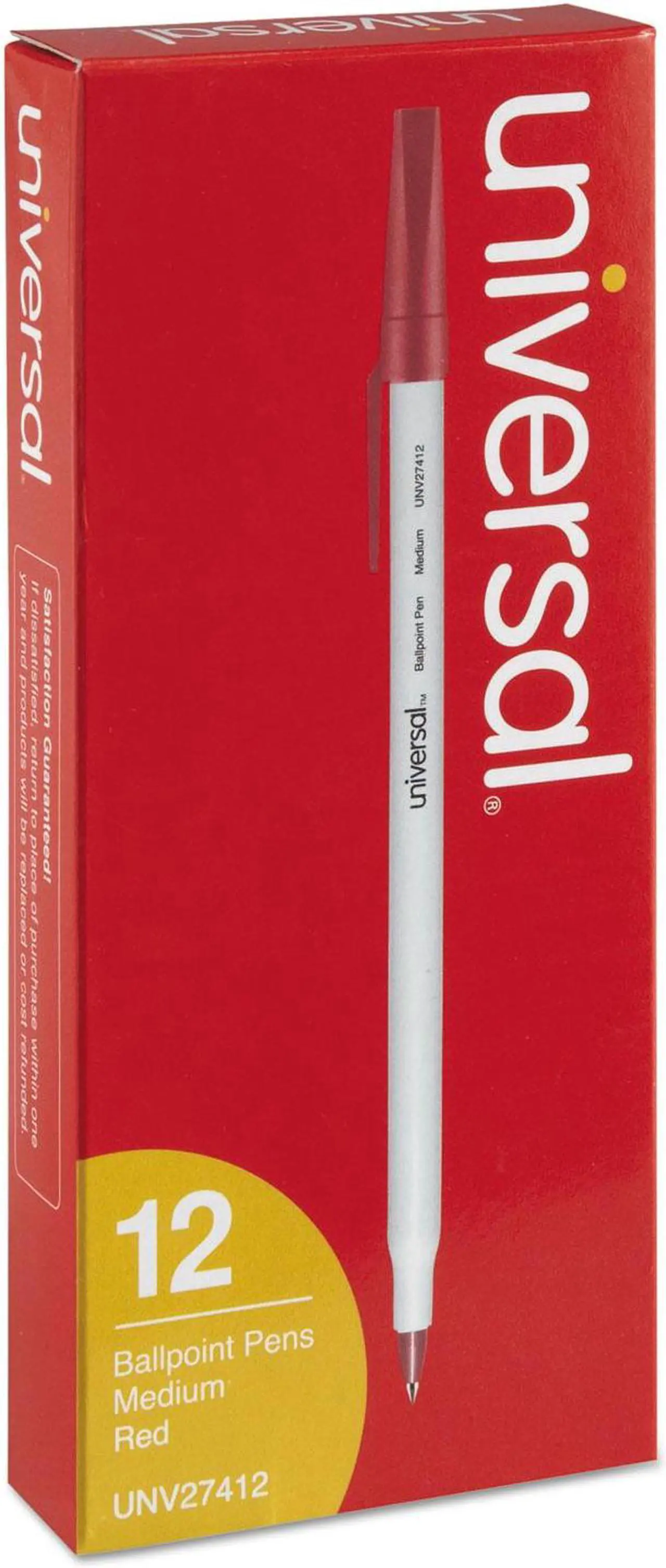 Alt view image 9 of 13 - UNIVERSAL Economy Ballpoint Stick Oil-Based Pen Red Ink Medium Dozen 27412