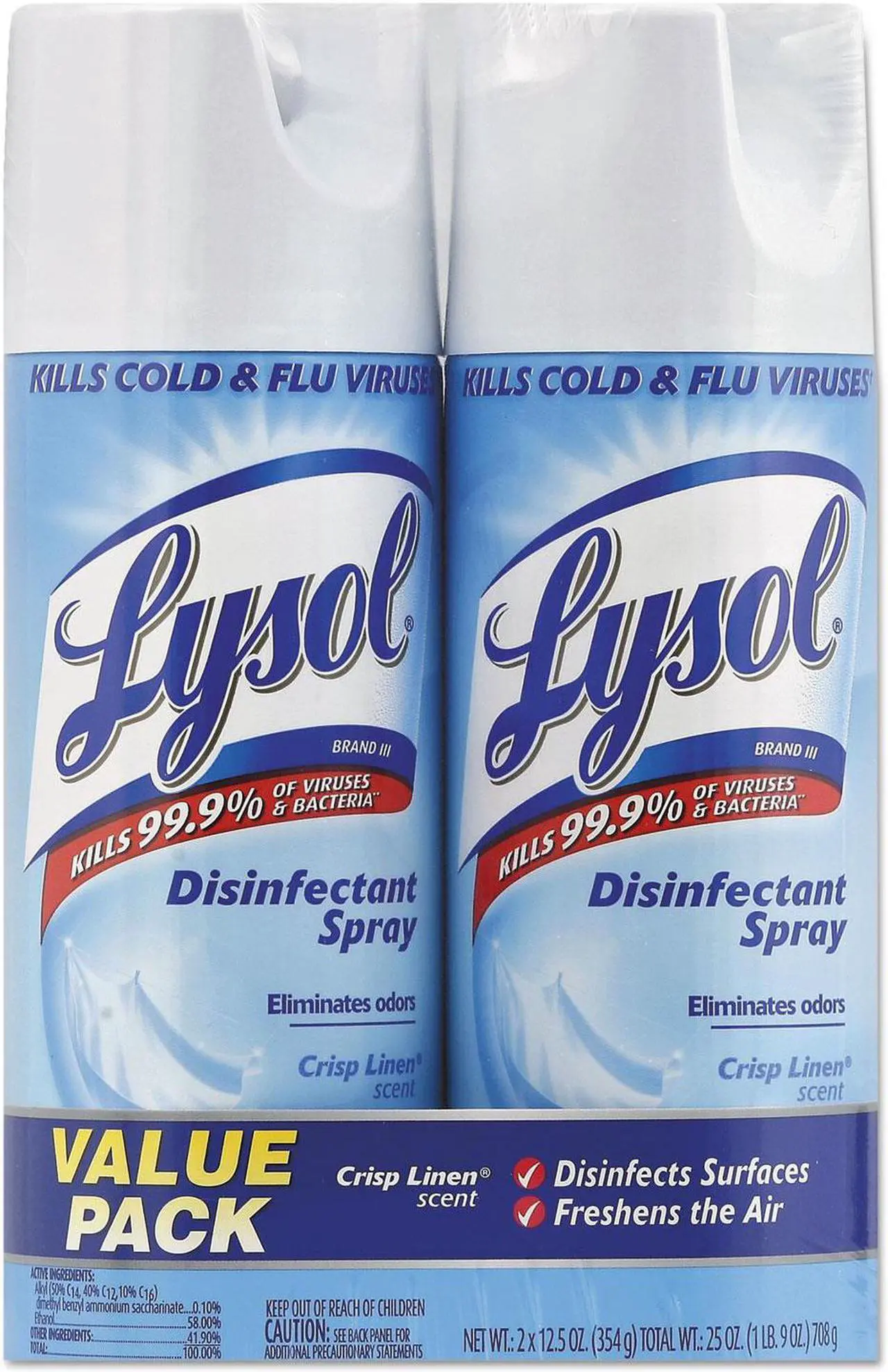 Alt view image 3 of 5 - Lysol Disinfectant Spray Crisp Linen 12.5 oz Aerosol 2/Pack 89946PK