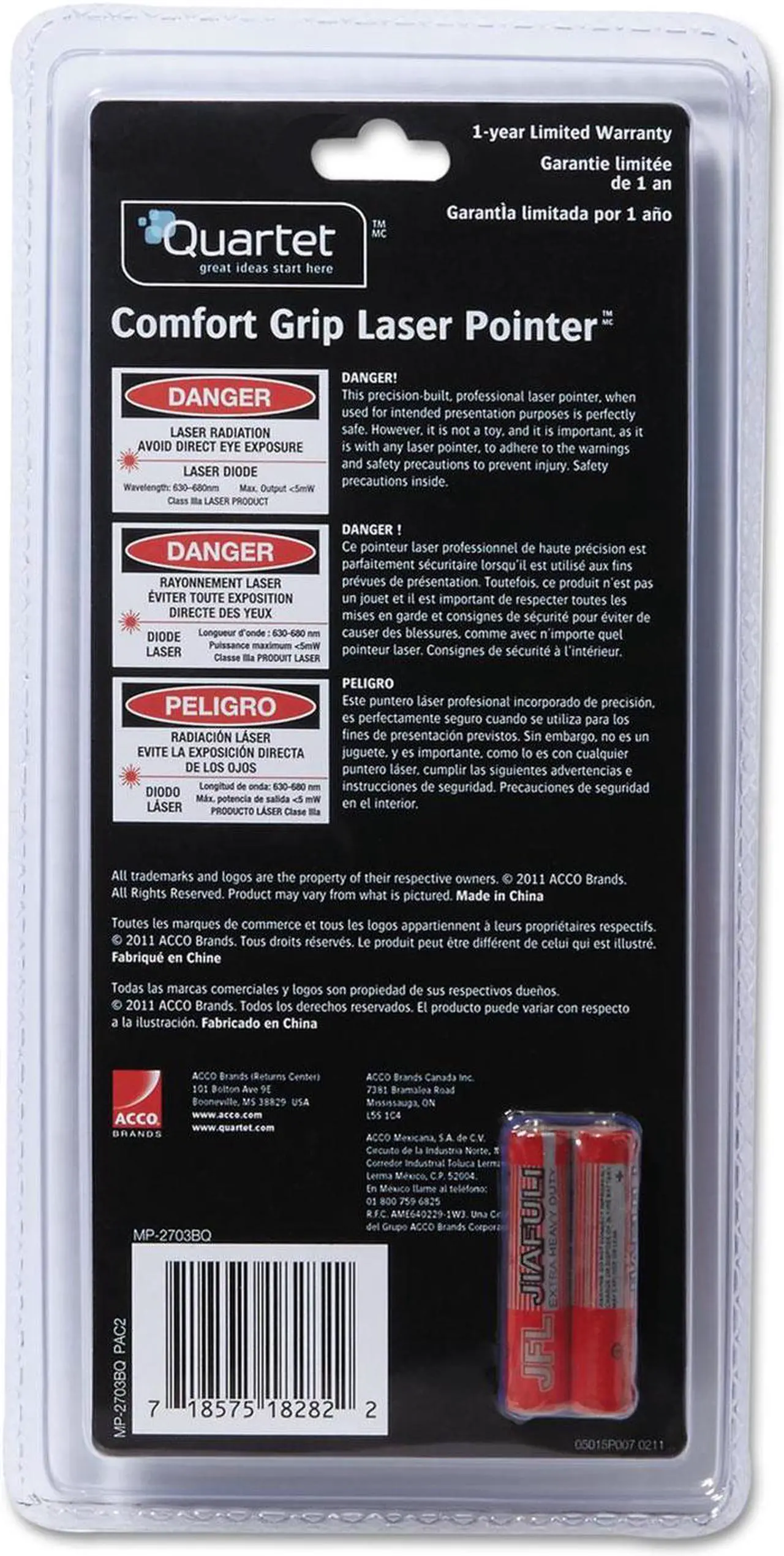 Alt view image 18 of 18 - Quartet Classic Comfort Laser Pointer Class 3A Projects 1500 ft Blue MP2703BQ