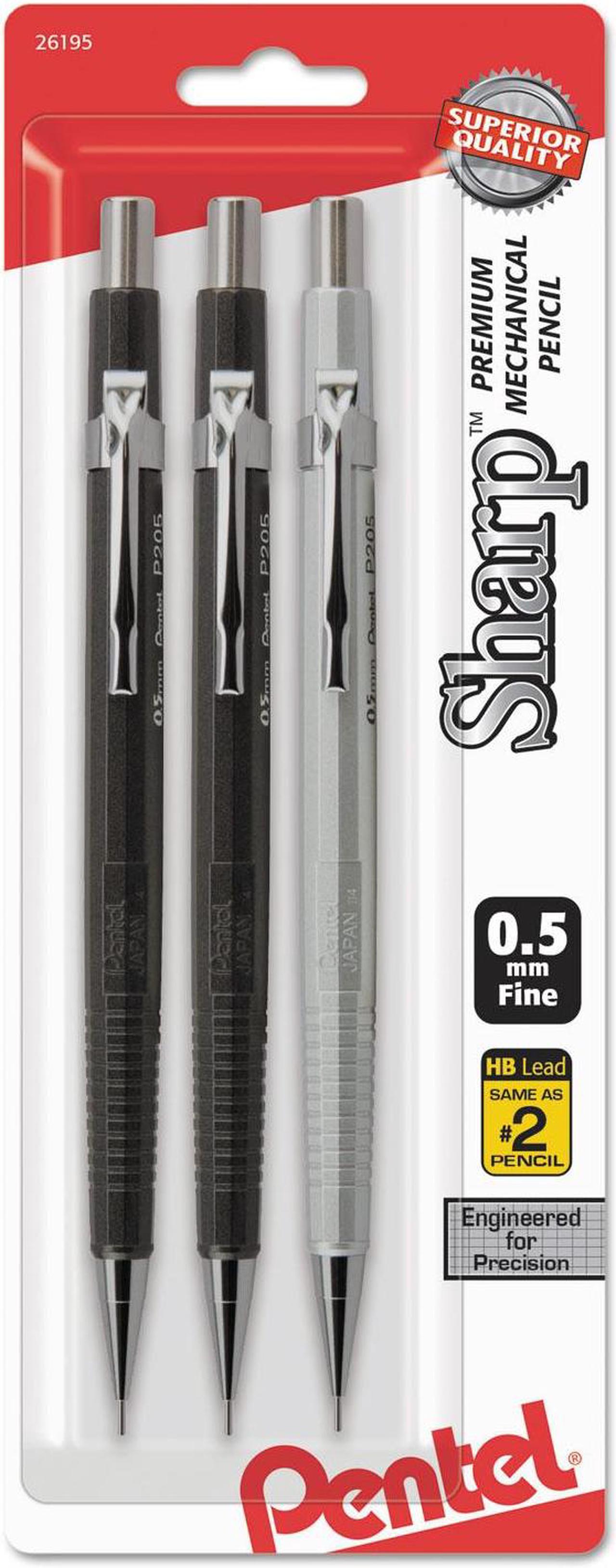 Alt view image 7 of 7 - Pentel P205MBP3M Sharp Mechanical Drafting Pencil, 0.5 Mm, Assorted Barrels, 3/Pack