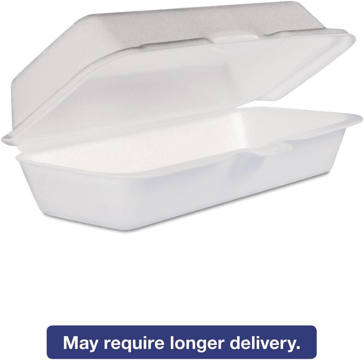Alt view image 6 of 6 - Foam Hot Dog Container/Hinged Lid, 7-1/1 x3-4/5x2-3/10, White,125/Bag, 4 Bags/Ct