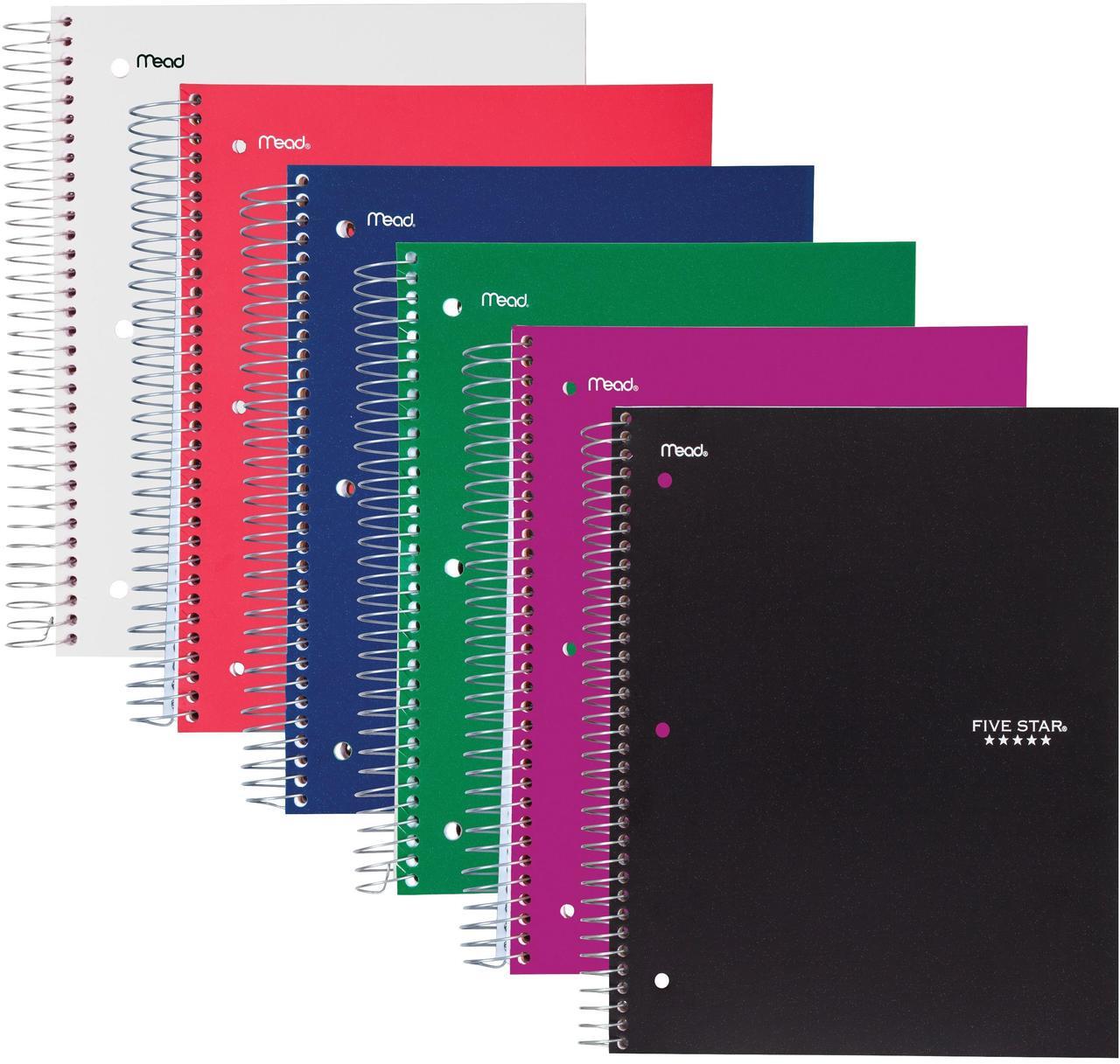 Alt view image 3 of 4 - Mead 5-Sub Notebook 8"x10-1/2" Wide-Ruled Ast 05206