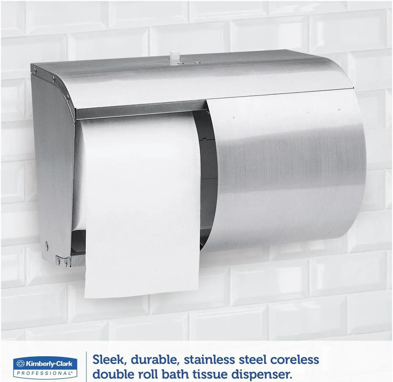 Alt view image 5 of 9 - KIMBERLY-CLARK PROFESSIONAL* 09606 Coreless Double Roll Bath Tissue Dispenser, 7.1" x 10.1" x 6.4", Stainless Steel