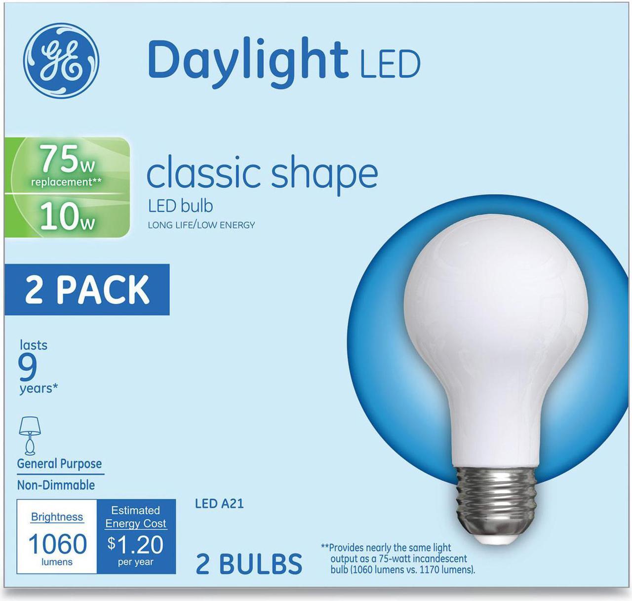 Main image of GE LED Classic Daylight A21 Light Bulb 10 W 2/Pack 31181