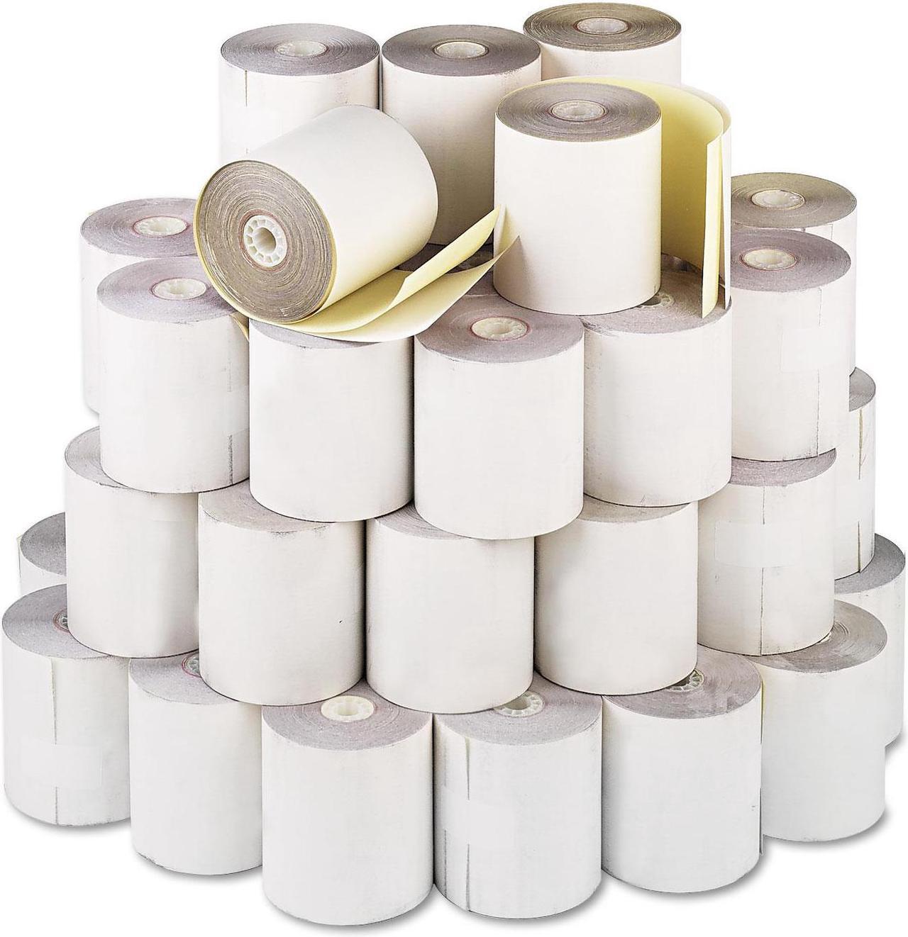 Alt view image 2 of 5 - Iconex Impact Printing Carbonless Paper Rolls 3" x 90 ft White/Canary 90770470