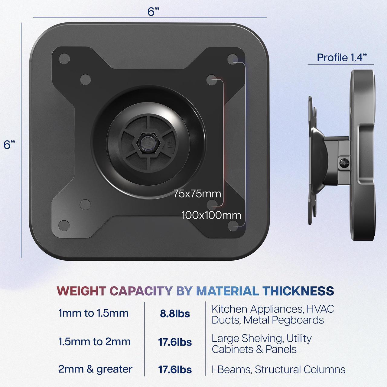 Alt view image 4 of 7 - VIVO Magnetic 13 to 34 inch Monitor Mount for Steel Surfaces, Holds up to 17.6 lbs, Black, MOUNT-MAG01