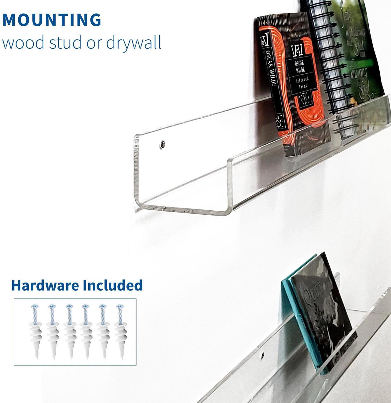 Alt view image 3 of 7 - VIVO Dual Acrylic 24" Floating Bookshelves, Clear Wall Display Shelves (2 Pack)