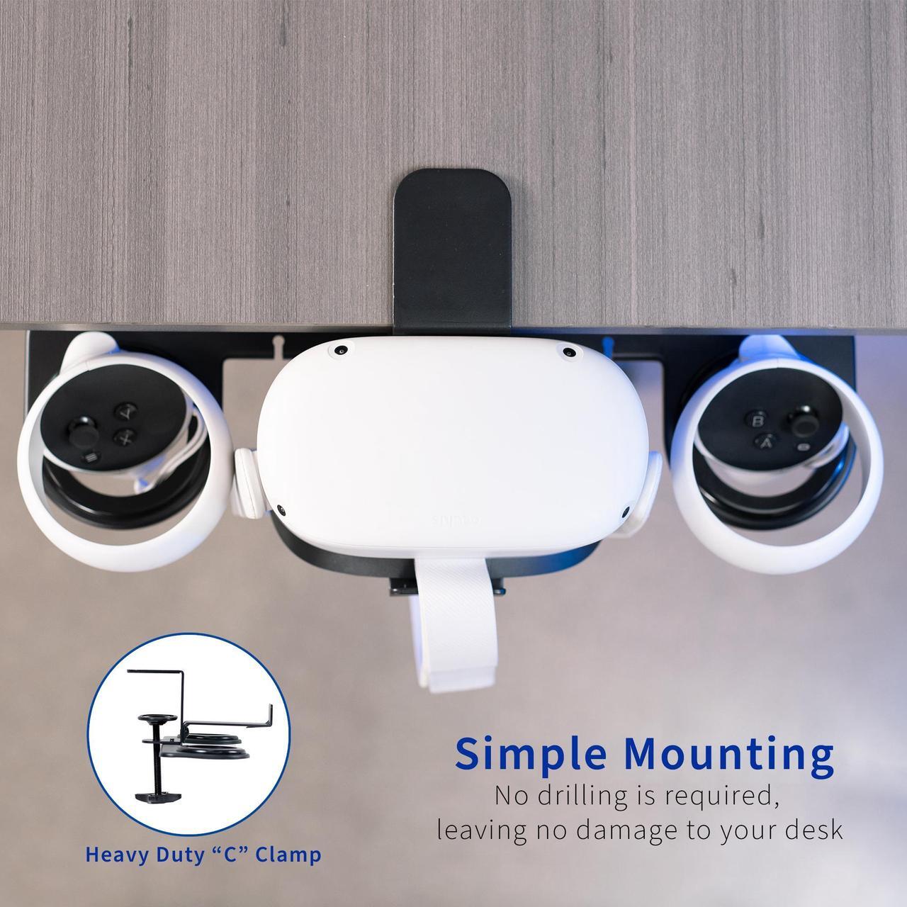 Alt view image 4 of 7 - VIVO Premium Clamp-on VR Headset and Controller Stand for Desk, Virtual Reality Display Holder, Black, MOUNT-VR01