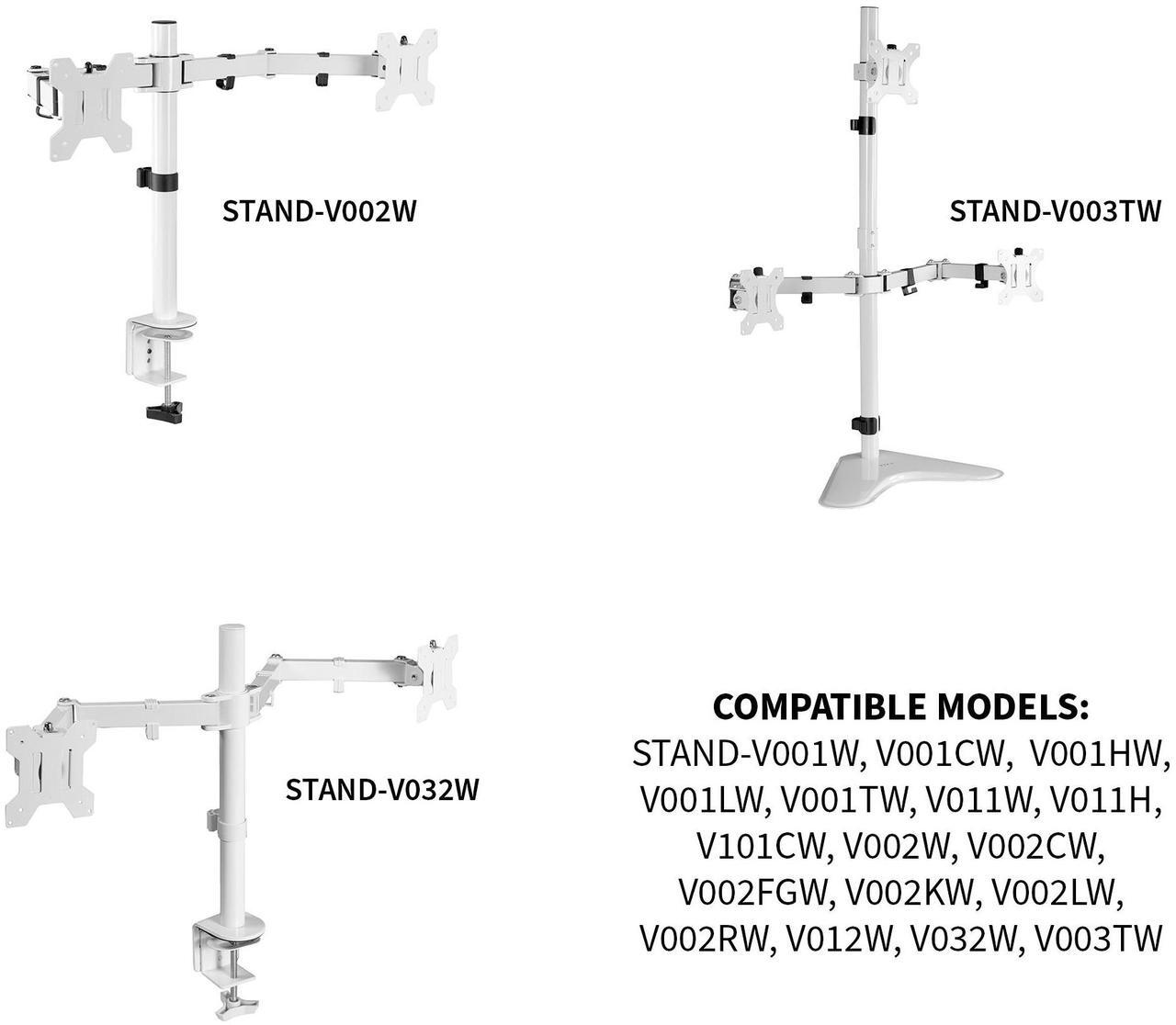 Alt view image 3 of 5 - VIVO White Fully Adjustable Dual Monitor Arm for Desk Mount Stand