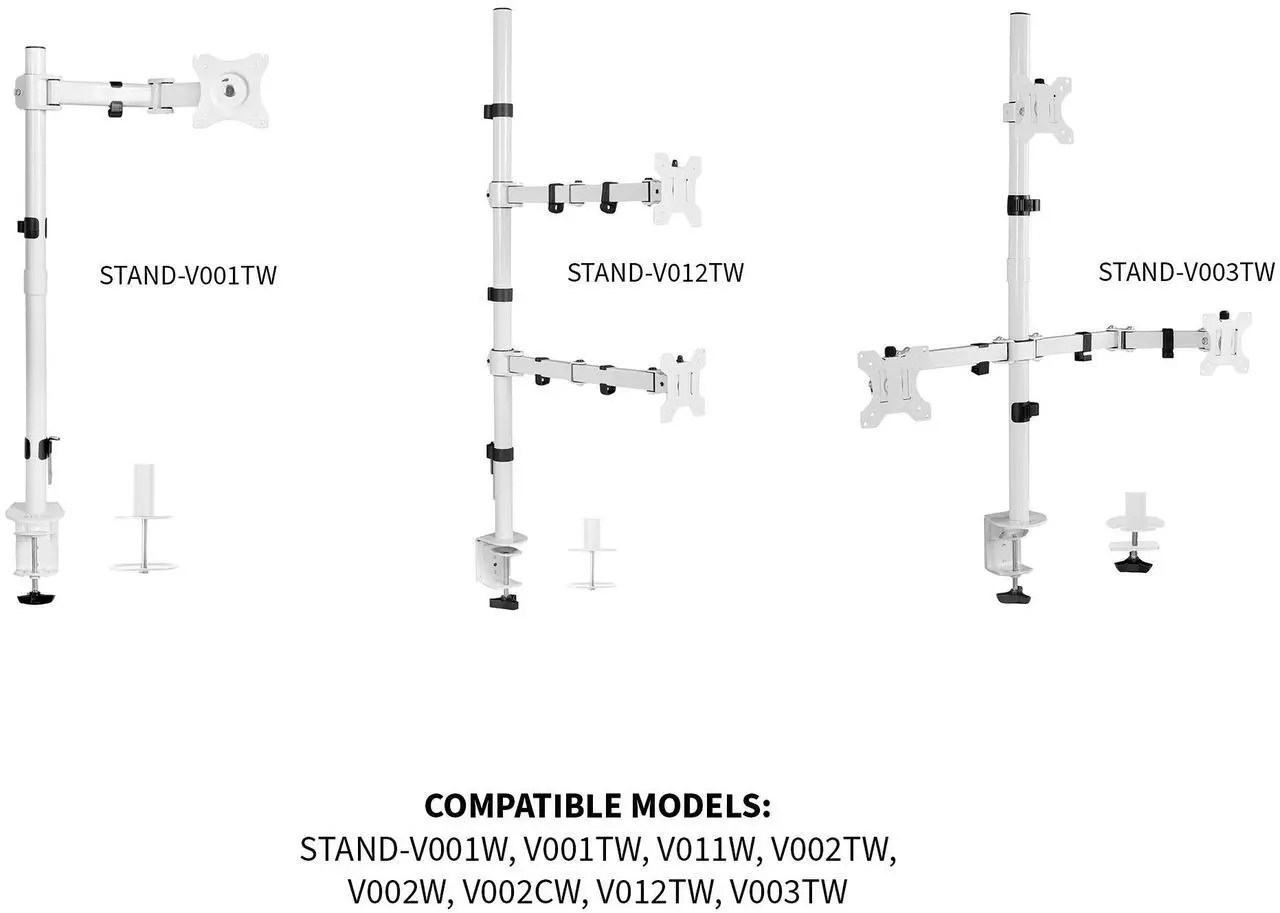 Alt view image 3 of 3 - VIVO White Steel Extra Tall 3 Section Monitor Stand Pole 39"