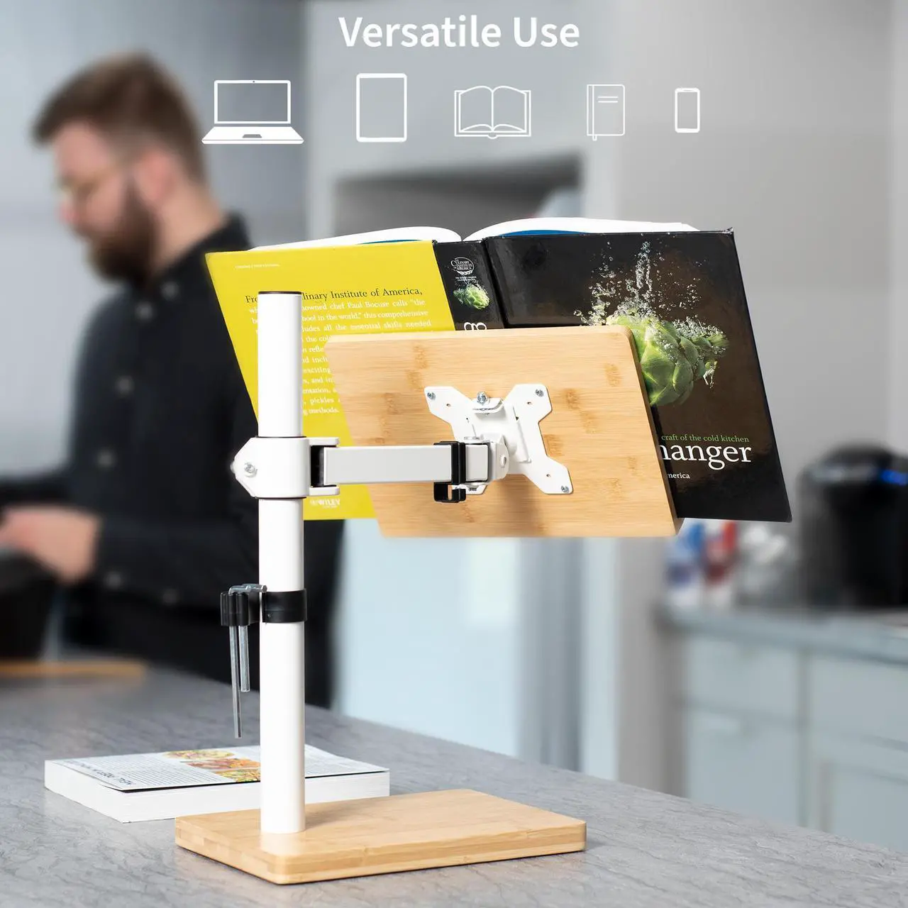 Alt view image 5 of 7 - VIVO Light Wood / White Adjustable Bamboo Book Stand for Hands Free Reading