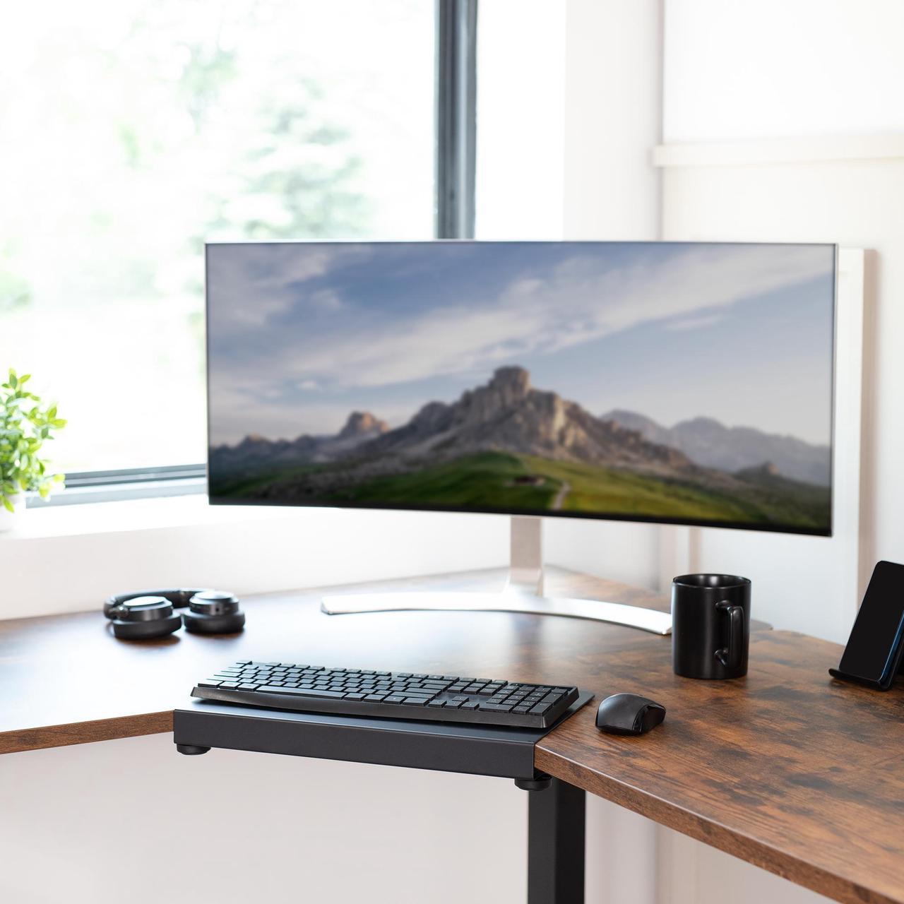 Alt view image 5 of 7 - VIVO Clamp-on 17 inch Steel Corner Connector Platform, Workspace Extender for L-shaped Desk, DESK-AC07C