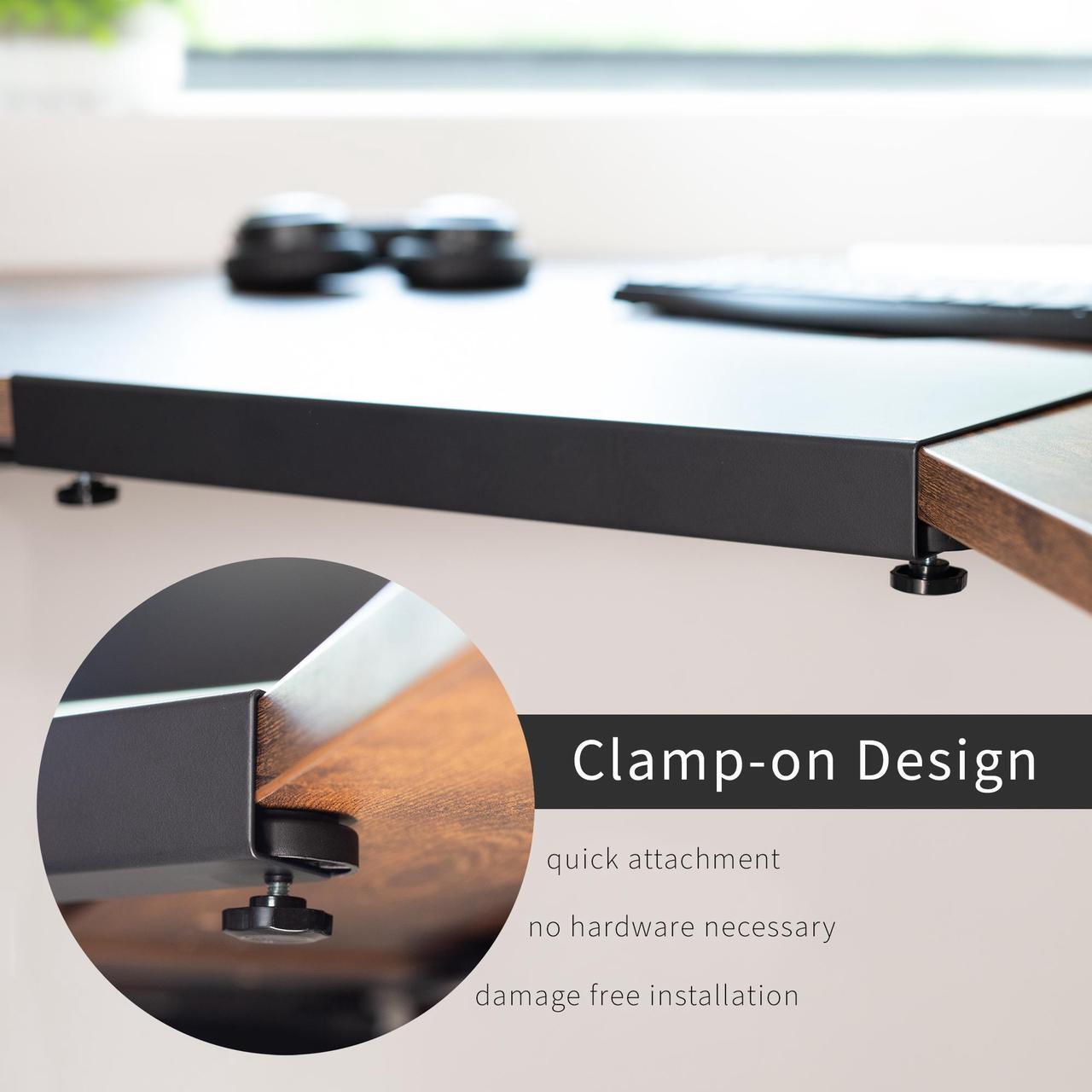 Alt view image 3 of 7 - VIVO Clamp-on 17 inch Steel Corner Connector Platform, Workspace Extender for L-shaped Desk, DESK-AC07C