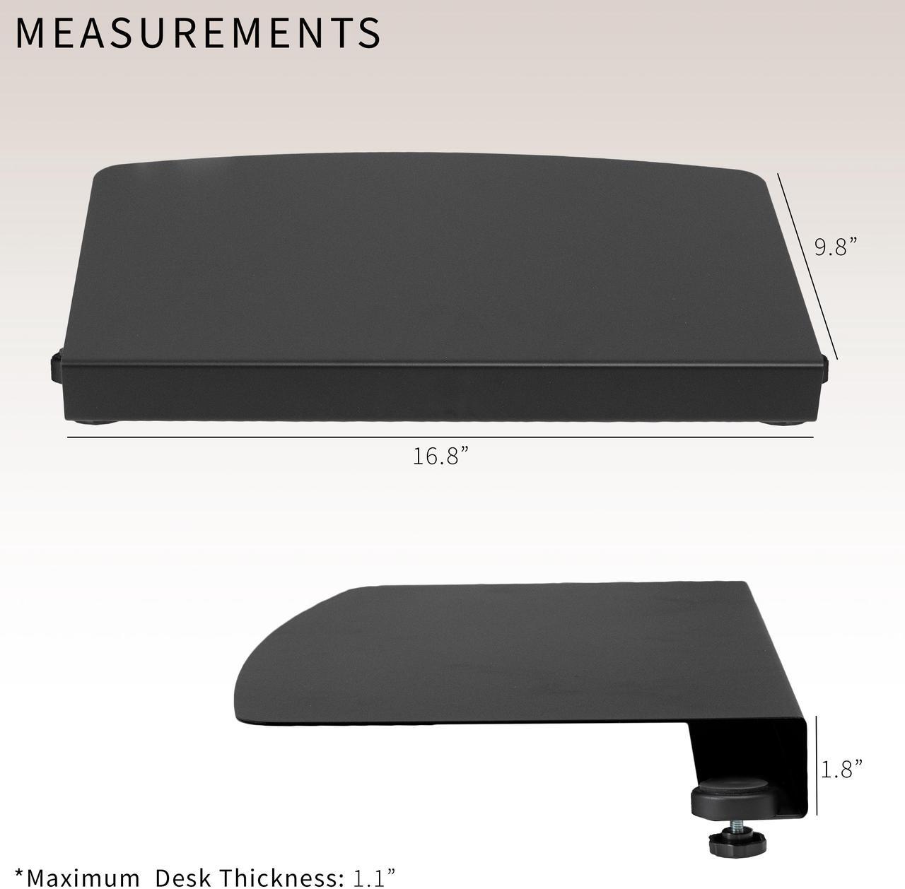 Alt view image 4 of 7 - VIVO Clamp-on 17 inch Steel Corner Connector Platform, Workspace Extender for L-shaped Desk, DESK-AC07C