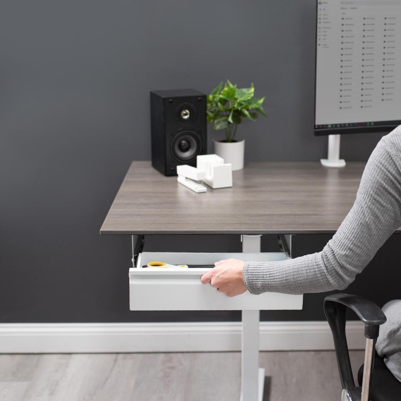 Alt view image 2 of 7 - VIVO White 16" Under Desk Pull-out Drawer without Shell, Storage Organizer for Sit Stand Workstation (DESK-AC03A-W)