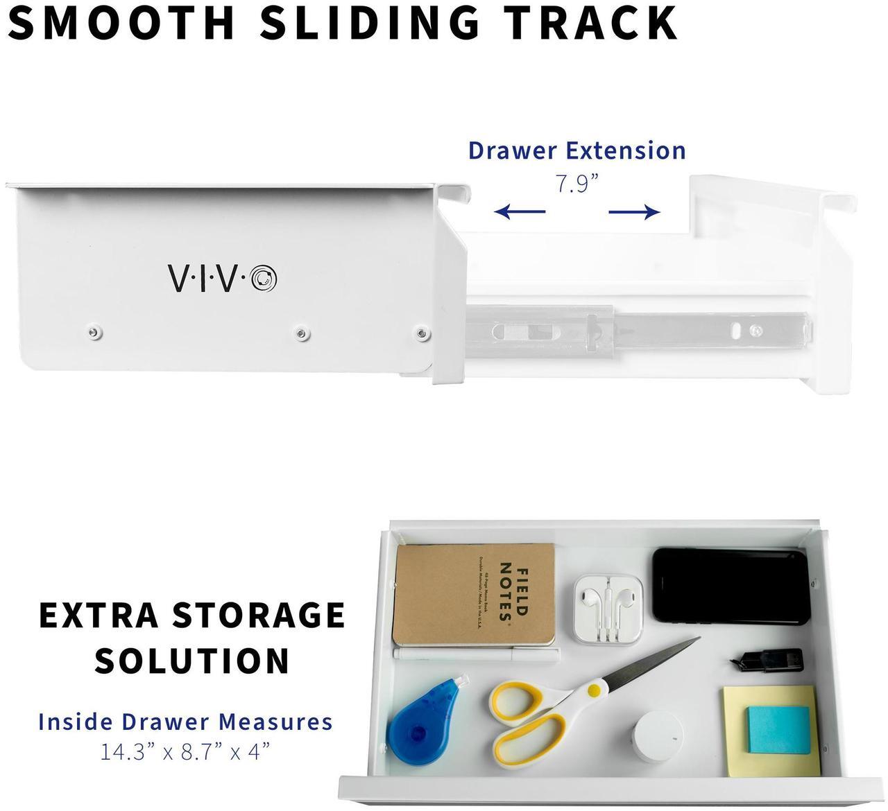 Alt view image 4 of 7 - VIVO White 16" Under Desk Pull-out Drawer without Shell, Storage Organizer for Sit Stand Workstation (DESK-AC03A-W)