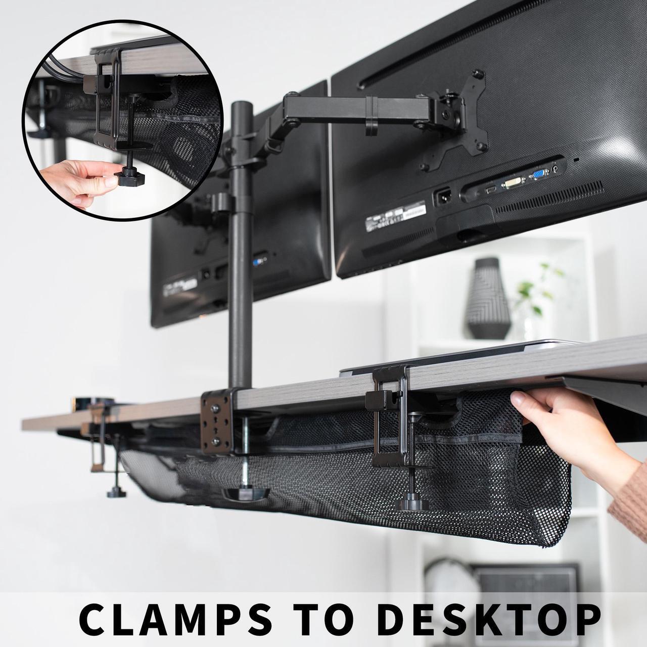 Alt view image 3 of 8 - VIVO Black 36" Clamp-on Under Desk Cable Net, Workstation Wire Organizer, Mesh Cable Management (DESK-AC36MH)