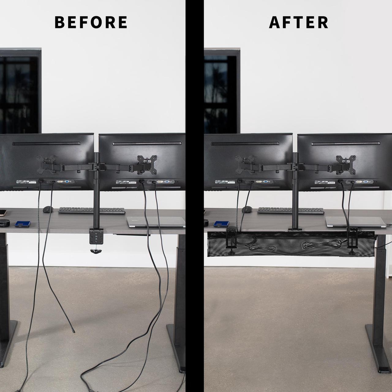 Alt view image 5 of 8 - VIVO Black 36" Clamp-on Under Desk Cable Net, Workstation Wire Organizer, Mesh Cable Management (DESK-AC36MH)