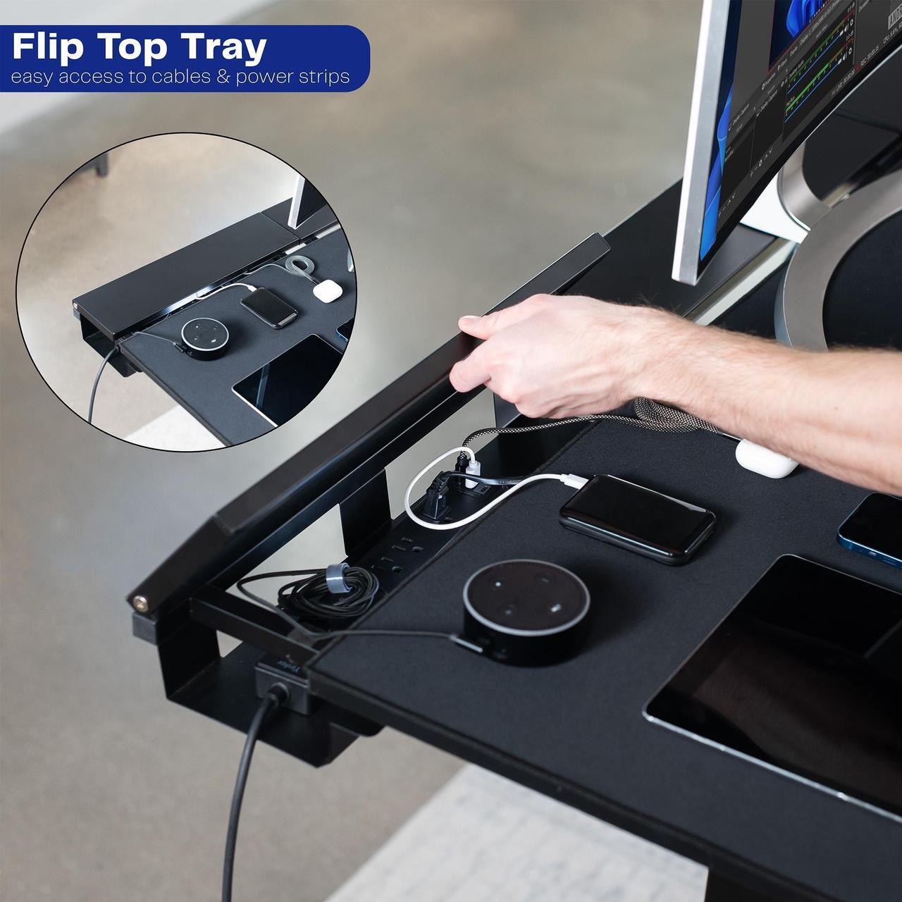 Alt view image 4 of 7 - VIVO Black 60" x 30" Concealed Cable Table Top with Full-Size Mouse Pad for Standard & Sit Stand Desk Frames, DESK-TOP3