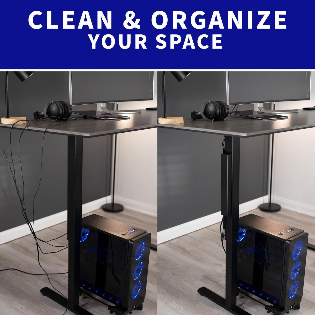 Alt view image 2 of 8 - VIVO Black Magnetic 14 inch Vertical Cable Management Channel, Cord Organizer, Wire Hider Cover (DESK-AC01-1MB)