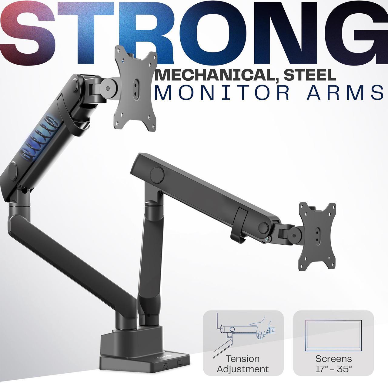 Alt view image 3 of 7 - VIVO Premium Aluminum Full Motion Dual Monitor Arm Desk Mount Stand, Fits Ultrawide Screens up to 35" (STAND-V102BB)